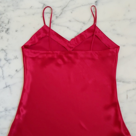 NWOT. Victoria's Secret Red Satin with Tie/Black Tassel & Sheer Bottom Nightgown - Picture 6 of 8